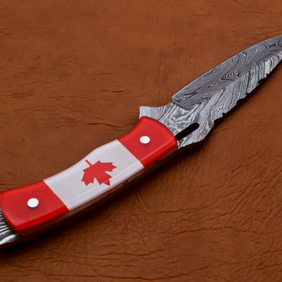 9" Handmade Bowie Damascus Steel Hunting Knife - Picture 6 of 10